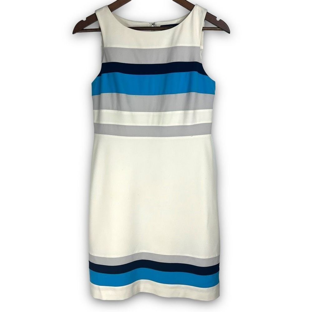 White House Black Market Multicolor Striped Sleeveless‎ Sheath Dress Size 2